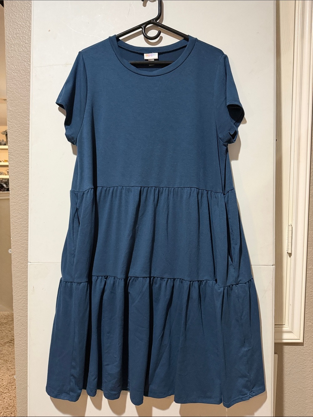 LuLaRoe Blue Ariel Tiered Midi Dress